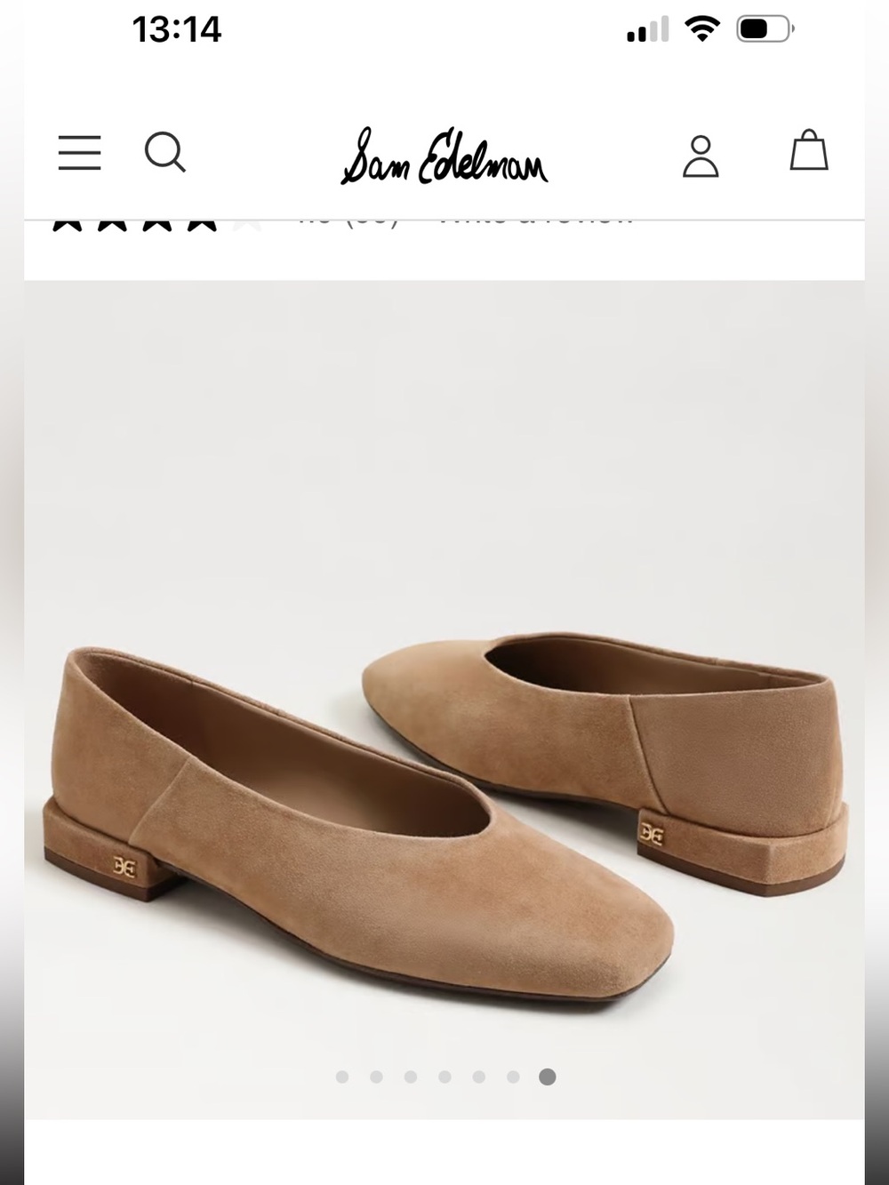 Sam Edelman Tan Suede Square-Toe Ballet Flats - Picture 3 of 3